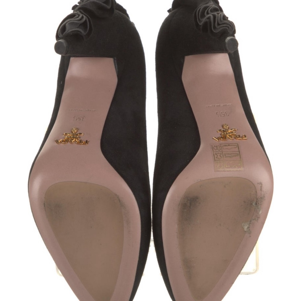 Prada Suede Ruffle Embellishment Pumps - Picture 5 of 5